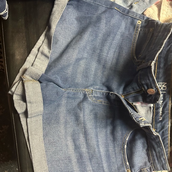 American Threads Distressed Light and Medium Blue Jean Shorts - Picture 5 of 9
